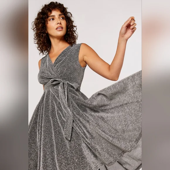 APRICOT | Dresses | Silver Fit And Flare Dress | Poshmark